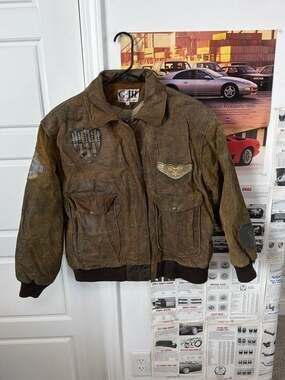 Vintage G-III Leather Aviator Flight Jacket with Military Patches - Size S